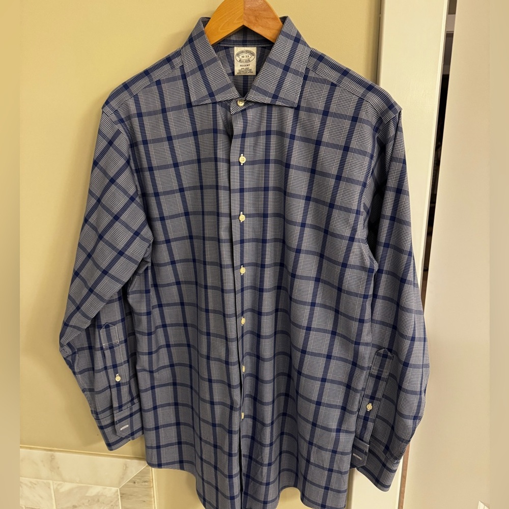 BROOKS BROTHERS Regent Non Iron Blue Plaid Button Down